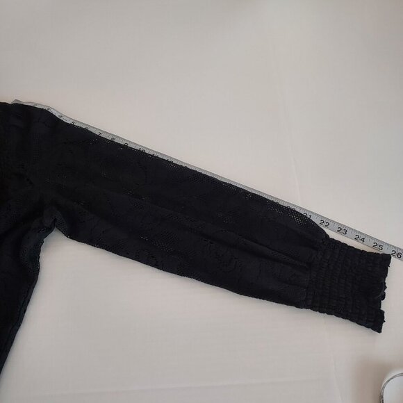 Sundance Dorina Black Lace Mock Neck Blouse Size Lg Size Lg - Picture 7 of 11